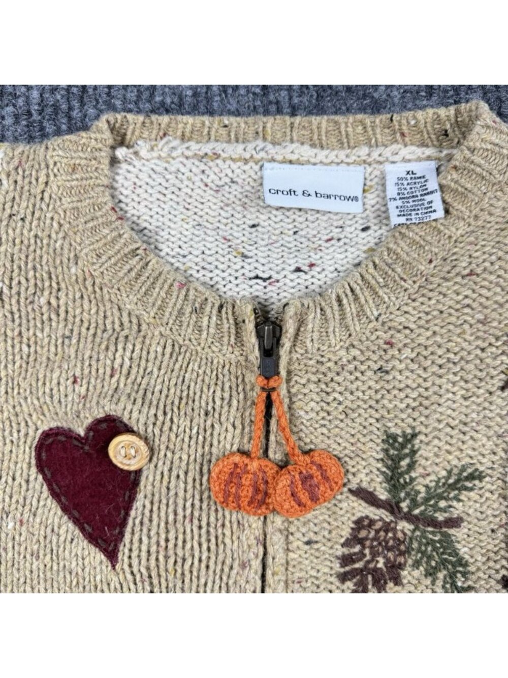 Vintage Croft & Barrow Knit Cardigan Womens XL 90s Autumn Fall Angora Wool Blend - Picture 3 of 8